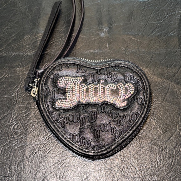 Juicy Couture Handbags - Juicy Couture Black Heart Wristlet with Rhinestone Logo, NWOT